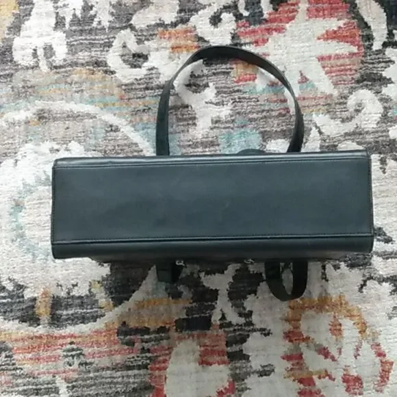 EUC BUXTON Black Leather Briefcase/Computer Bag w/Silver Hardware 13x16 in. - Picture 10 of 11